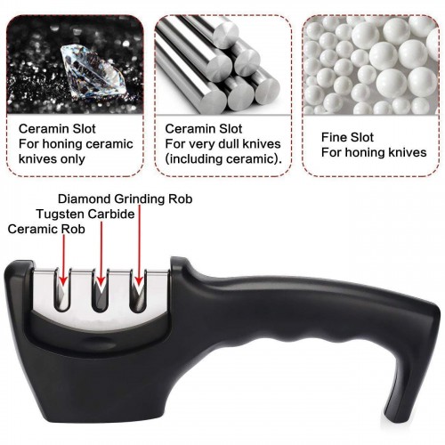 Toytexx Stainless Steel Knife Sharpener Curve Handle 3 Stage